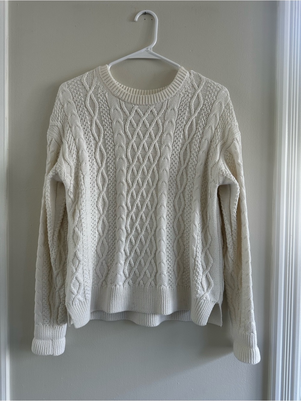 J. Crew Cream Cable-Knit Crewneck Sweater